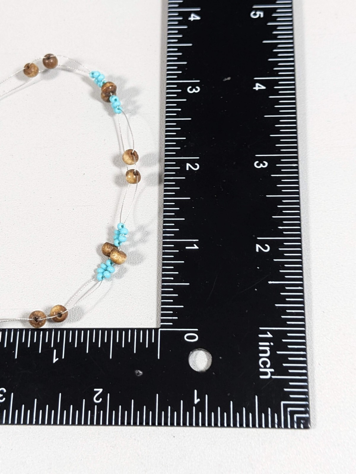 Robert Rose Silver Tone Brown Wood Green Blue Glass Bead Choker Necklace 15 inch