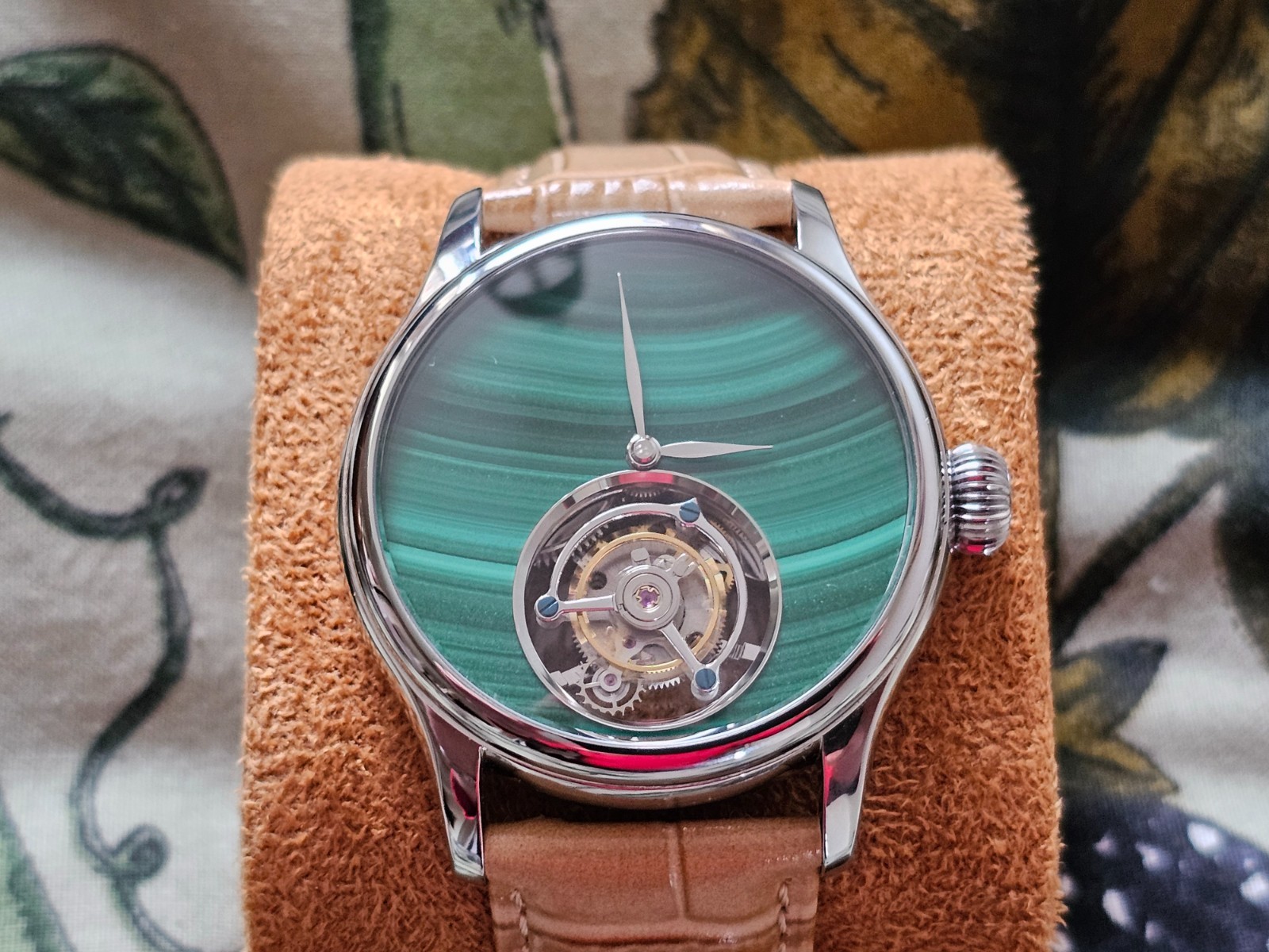 Merkur Malachite Dial Tourbillon Manual Wind Watch