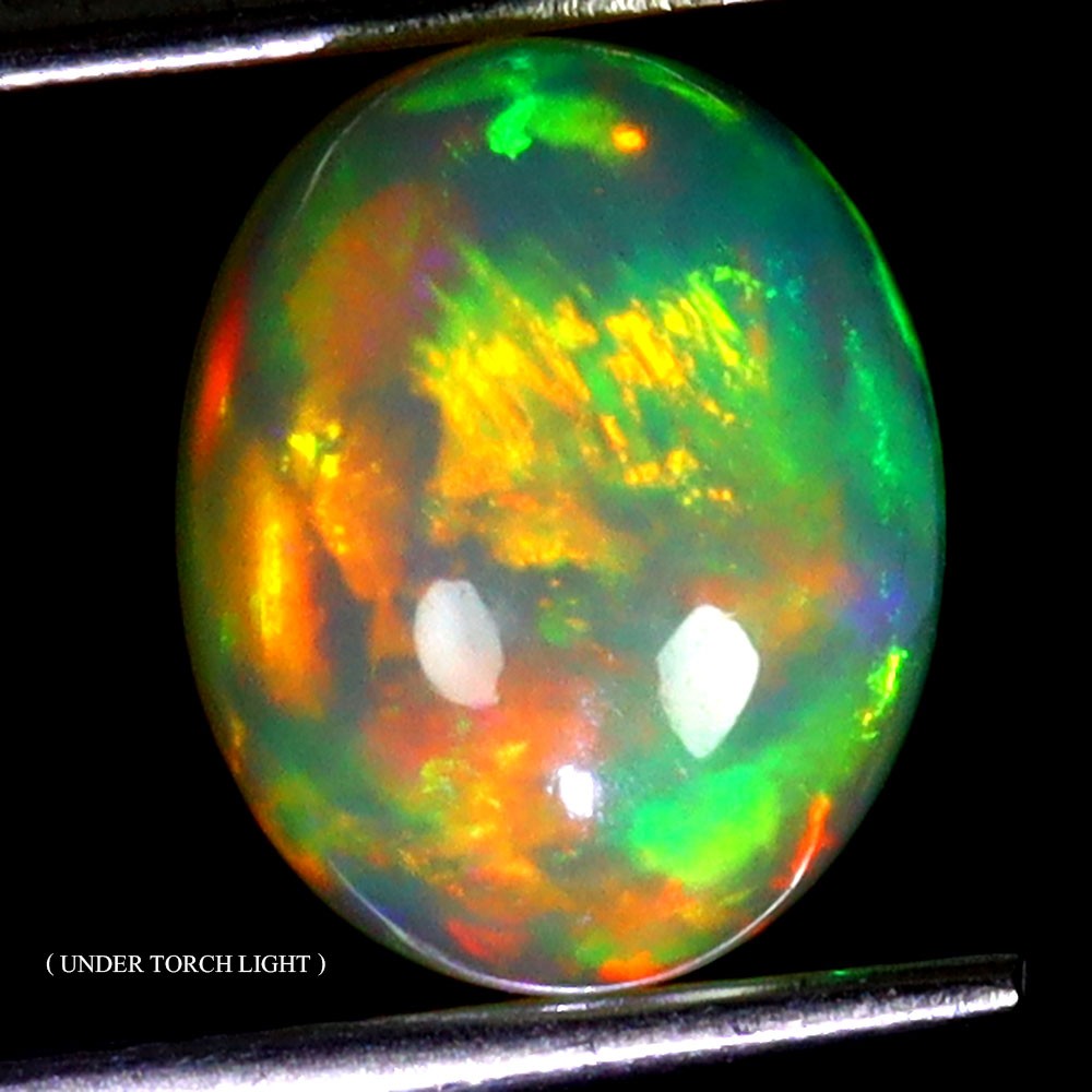 Oval AAA Floral Flash Play Of Color Crystal Fire Opal 2.07ct 10x8mm Gemstone