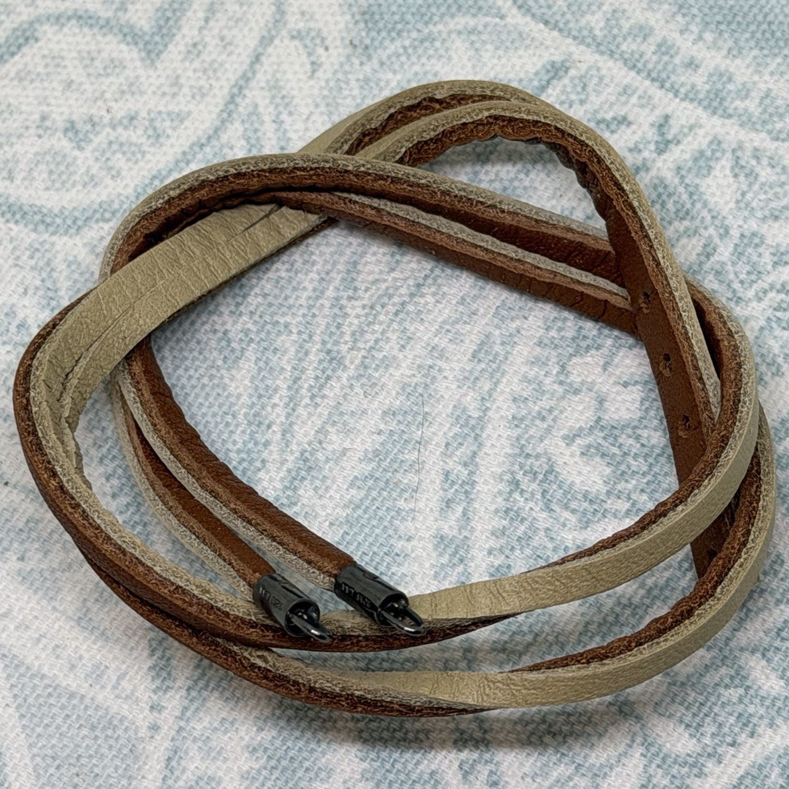 Authentic Trollbeads Brown/Beige Leather 14.2 inch/36 cm Bracelet, New
