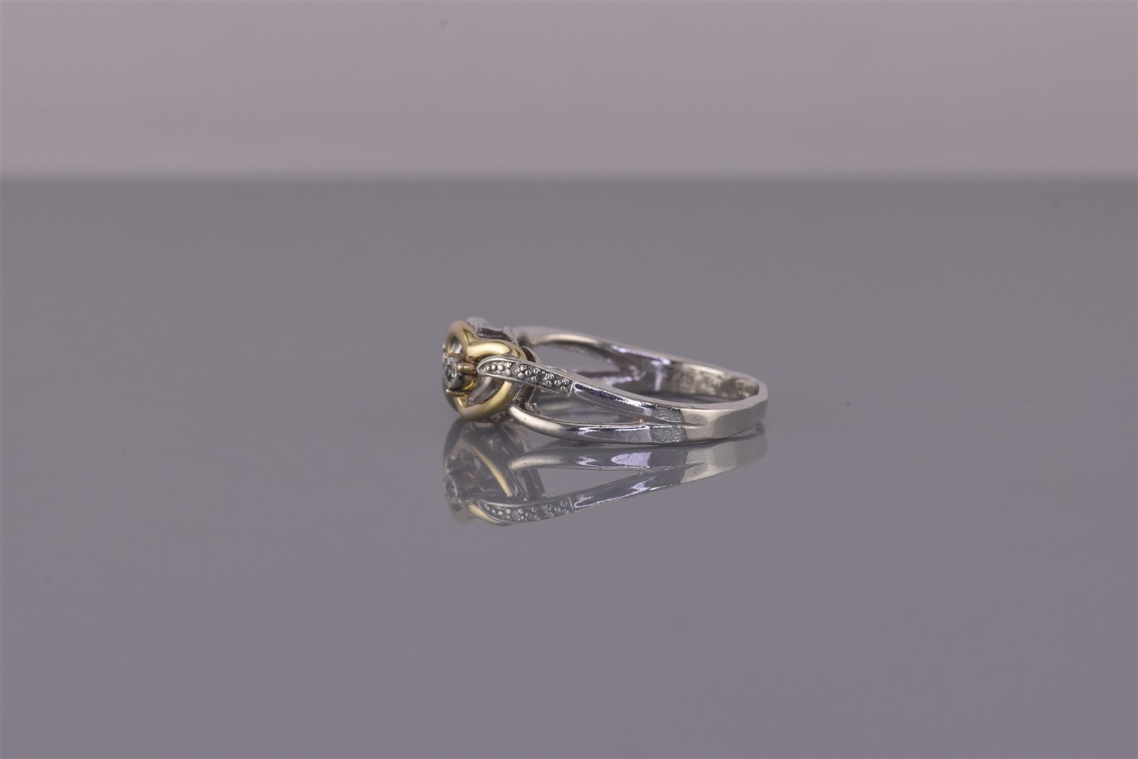 Sterling Silver & 10k Gold Diamond Accent Interlock Hearts Band Ring 925 Sz: 6