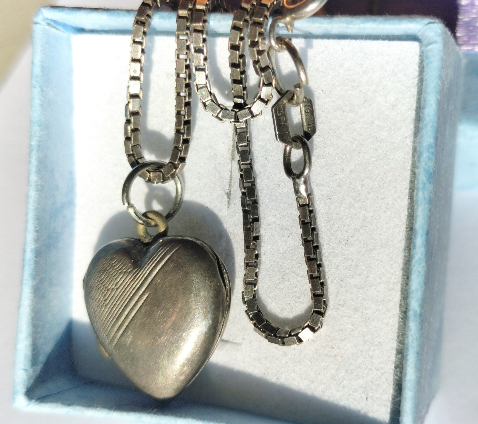 Antique Handmade Silver Locket Pendant Heart Shape on 46cm Silver Chain SPAIN 7g