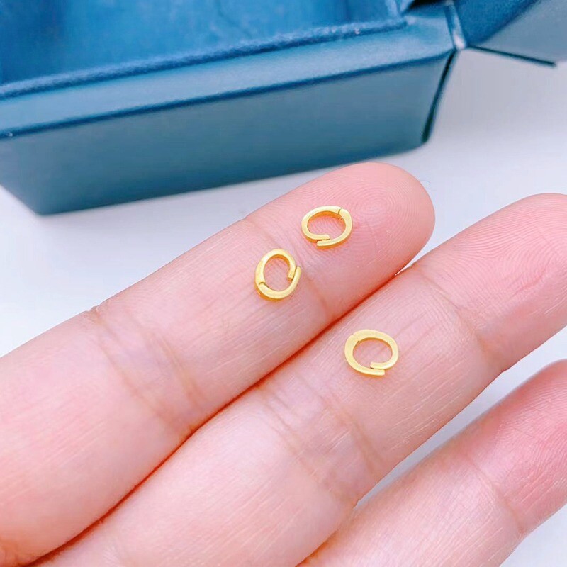 1pcs Pure 18K Yellow Gold Au750 Oval Clasp Connector for Bracelet or Necklace