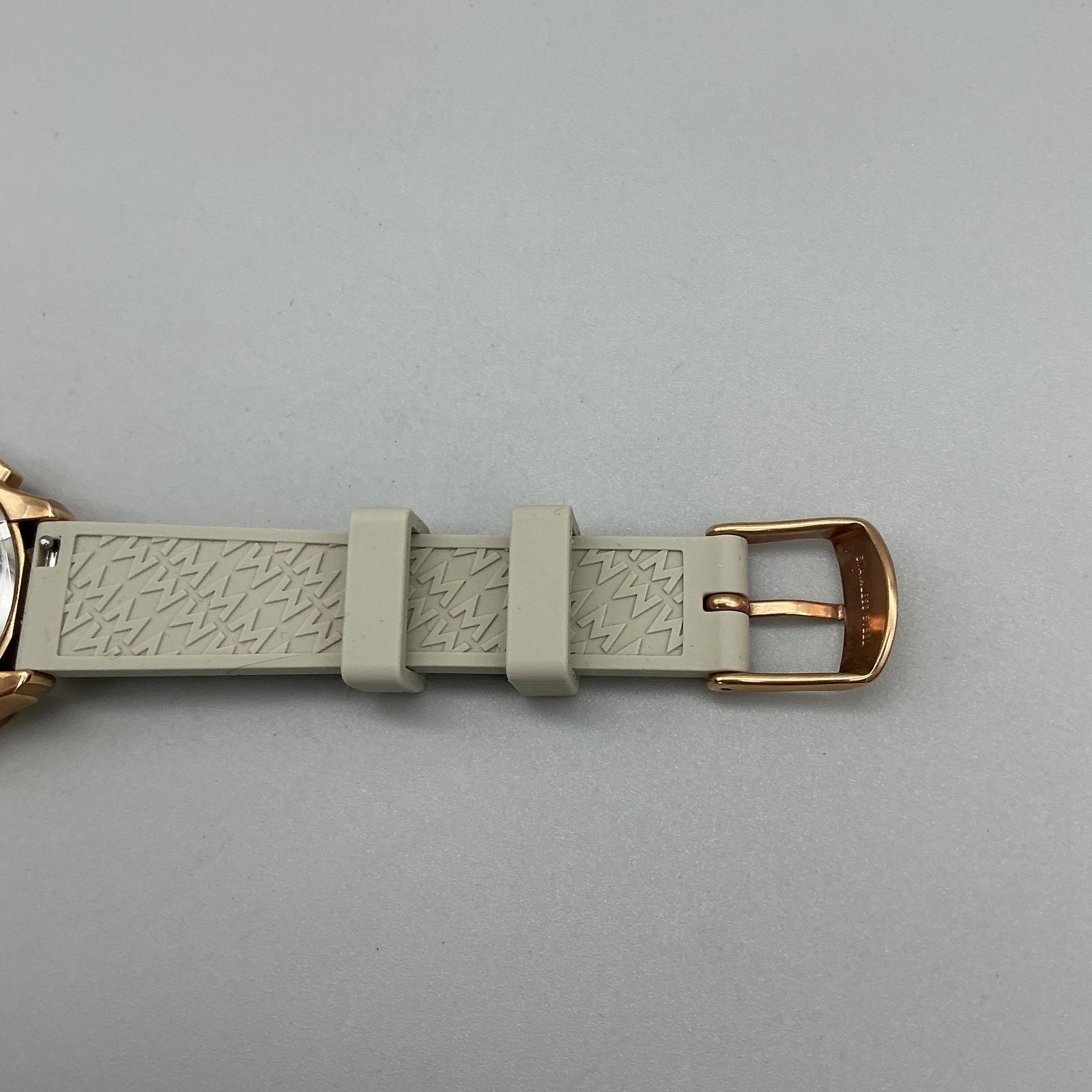 Michele Womens Watch 36mm Rose Gold Tone Chronograph Silver Tone New Battery