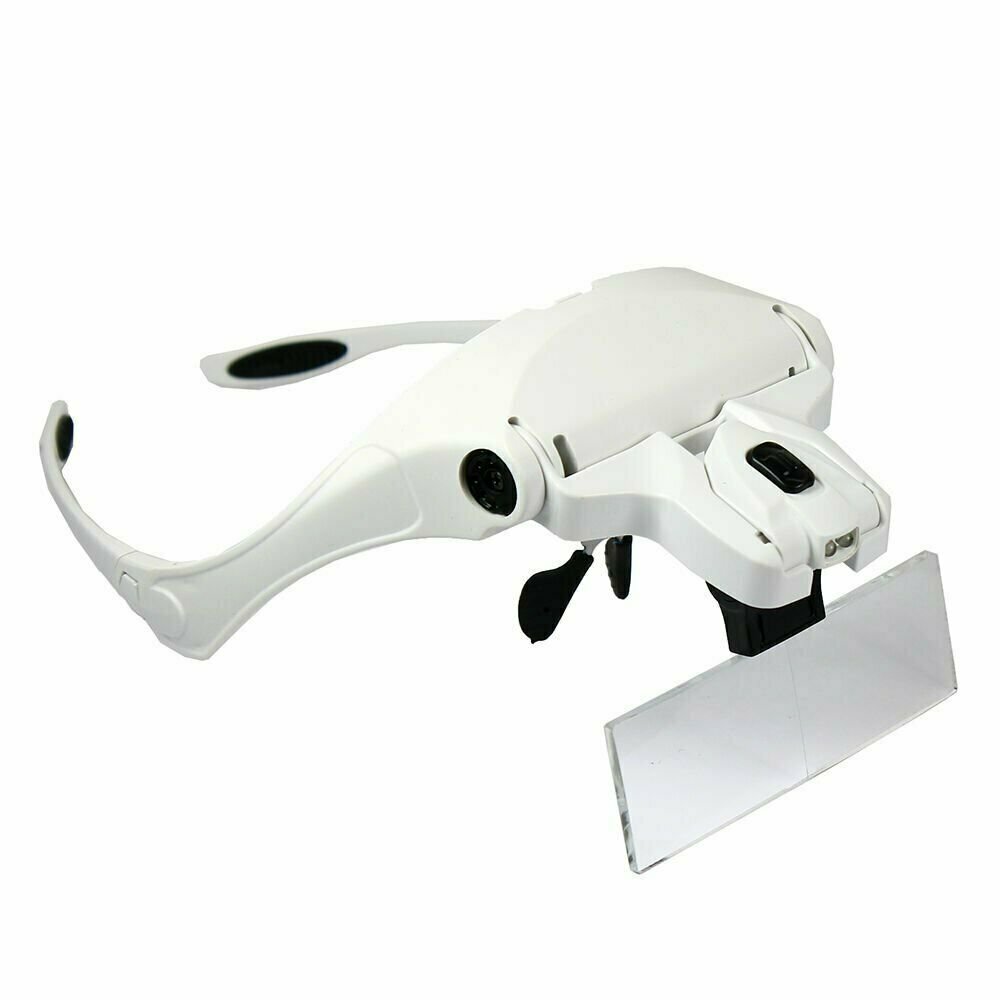 Headband Magnifier Lighted Glass Optivisor with 5 Lens for Hobby Repair Reading