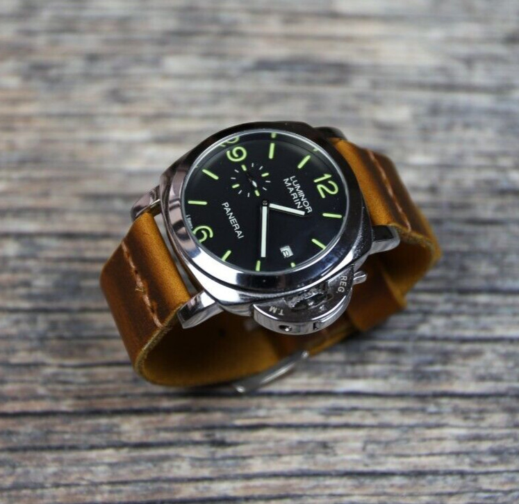 Handcrafted Vintage Brown Leather Watch Strap 18-26mm Classic Retro Style Band