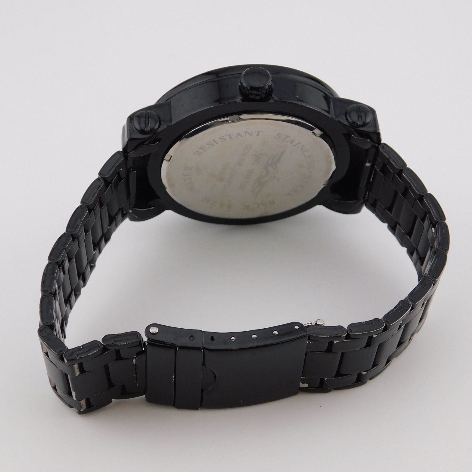 Massive KING MASTER Black Tone Quartz Men’s Watch Sz. 9″ New Battery
