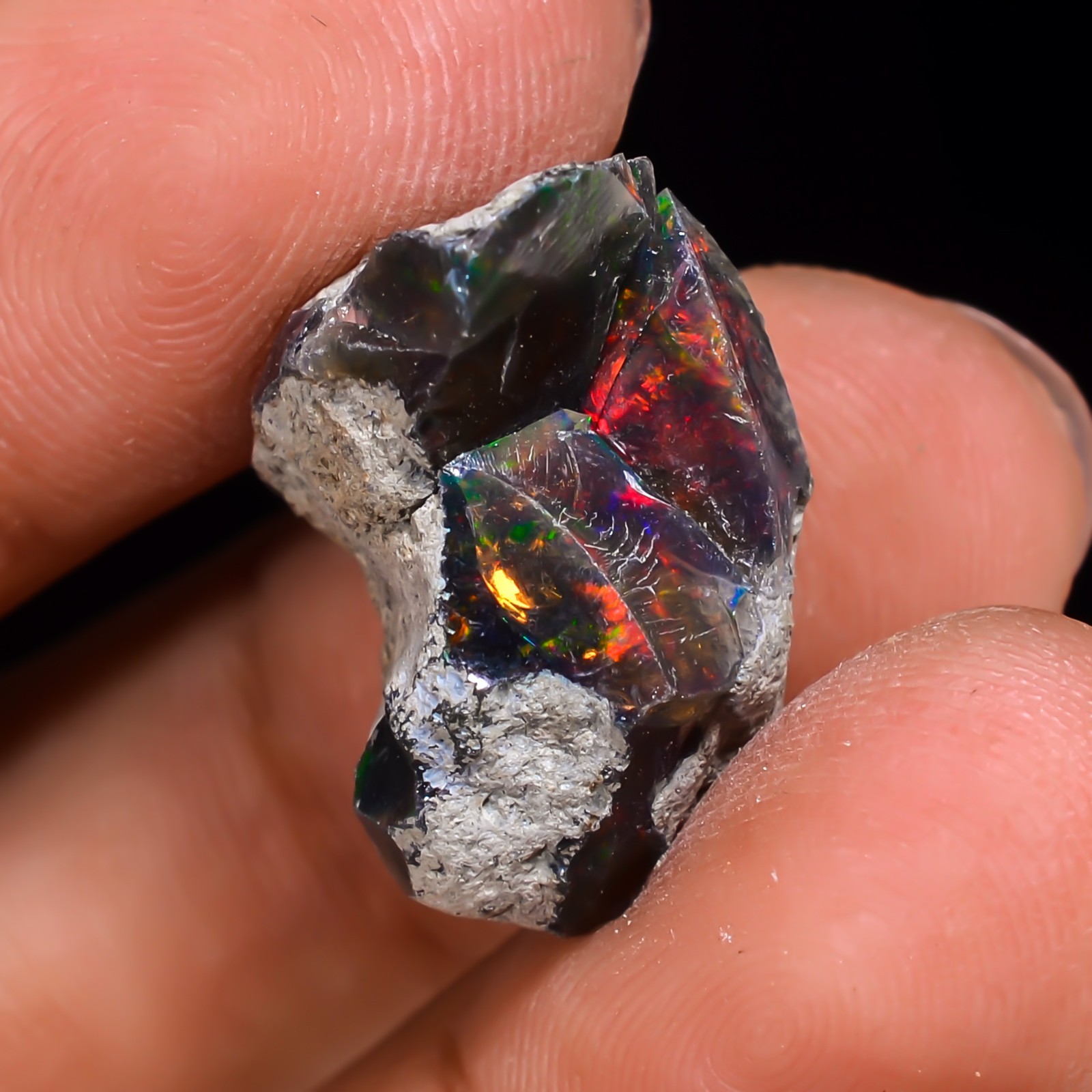 11ct Natural Black Opal Rough Ethiopian, Fire Opal Gemstone, 20×12 MM Welo Opal