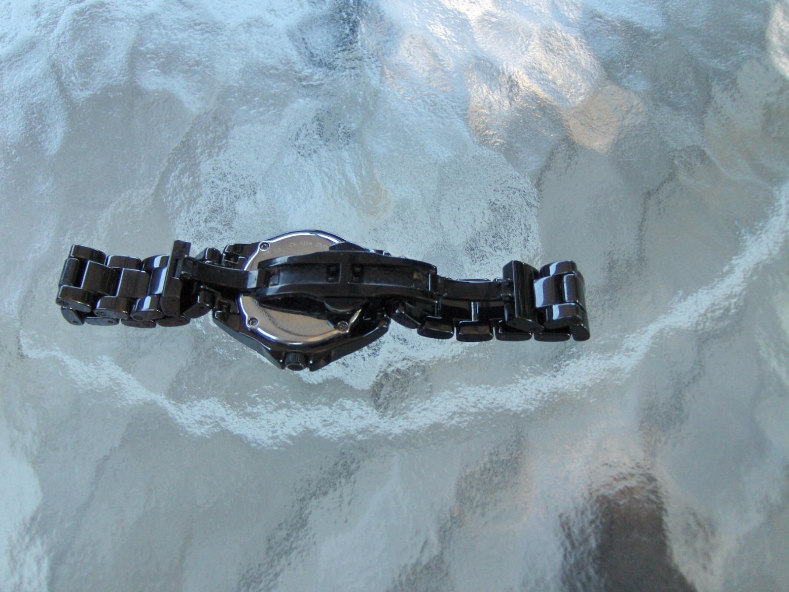 FOSSIL CE 1054 RILEY MINI BLACK PEARL CERAMIC BRACELET SWAROVSKI CRYSTAL STONES