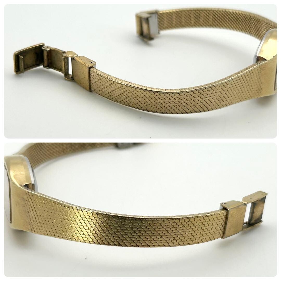 SEIKO 11-4660 Vintage Gold Sunray Manual Wind Ladies Tonneau Watch Japan 16cm