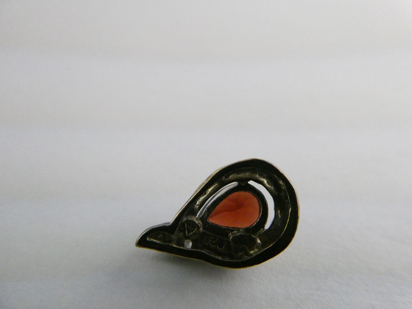 Sterling Silver Gilt Accent Garnet and White Topaz Slide Pendant 925 1.2g 13.4mm