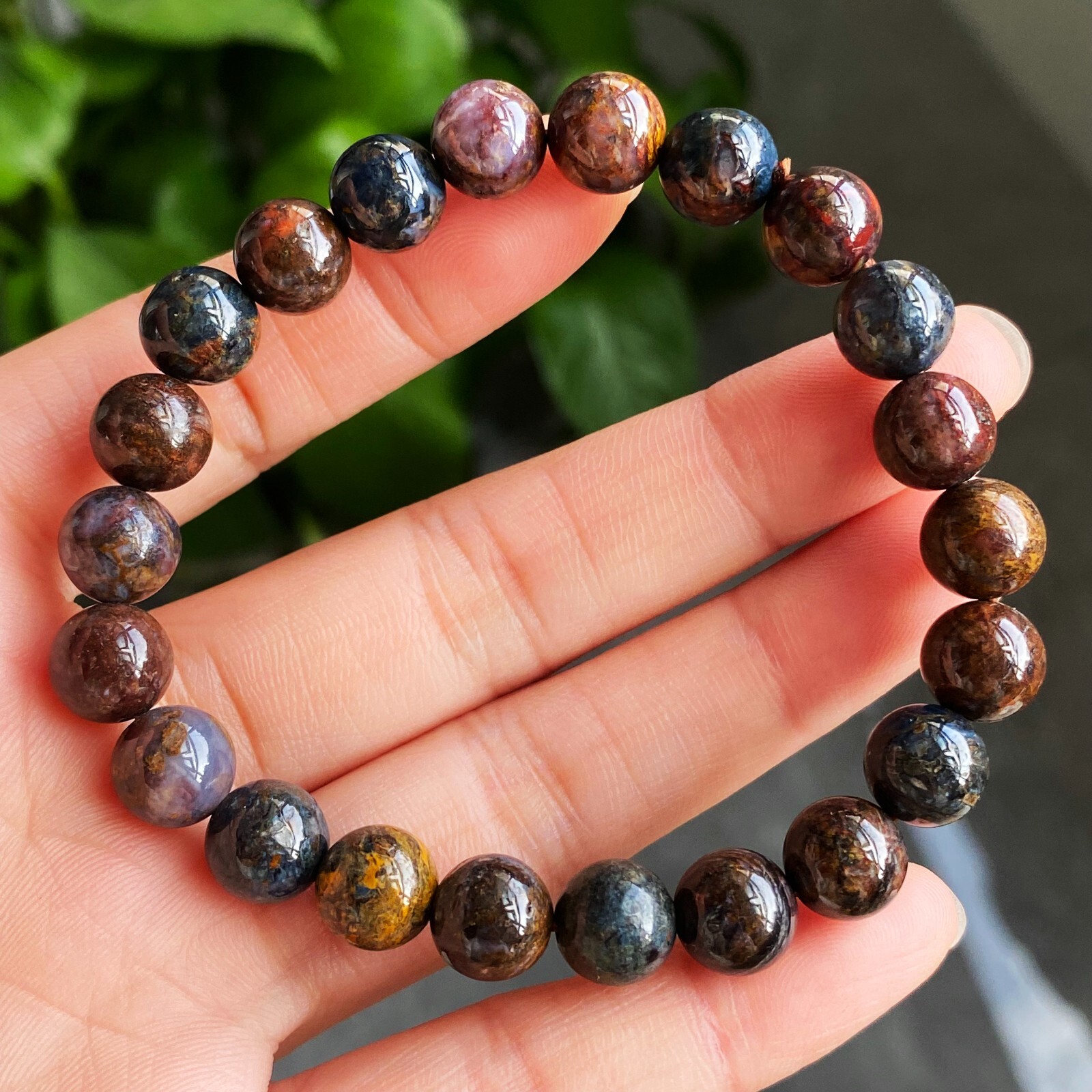 8.7mm Natural Color Pietersite Namibia Gemstone Beads Bracelet Z53