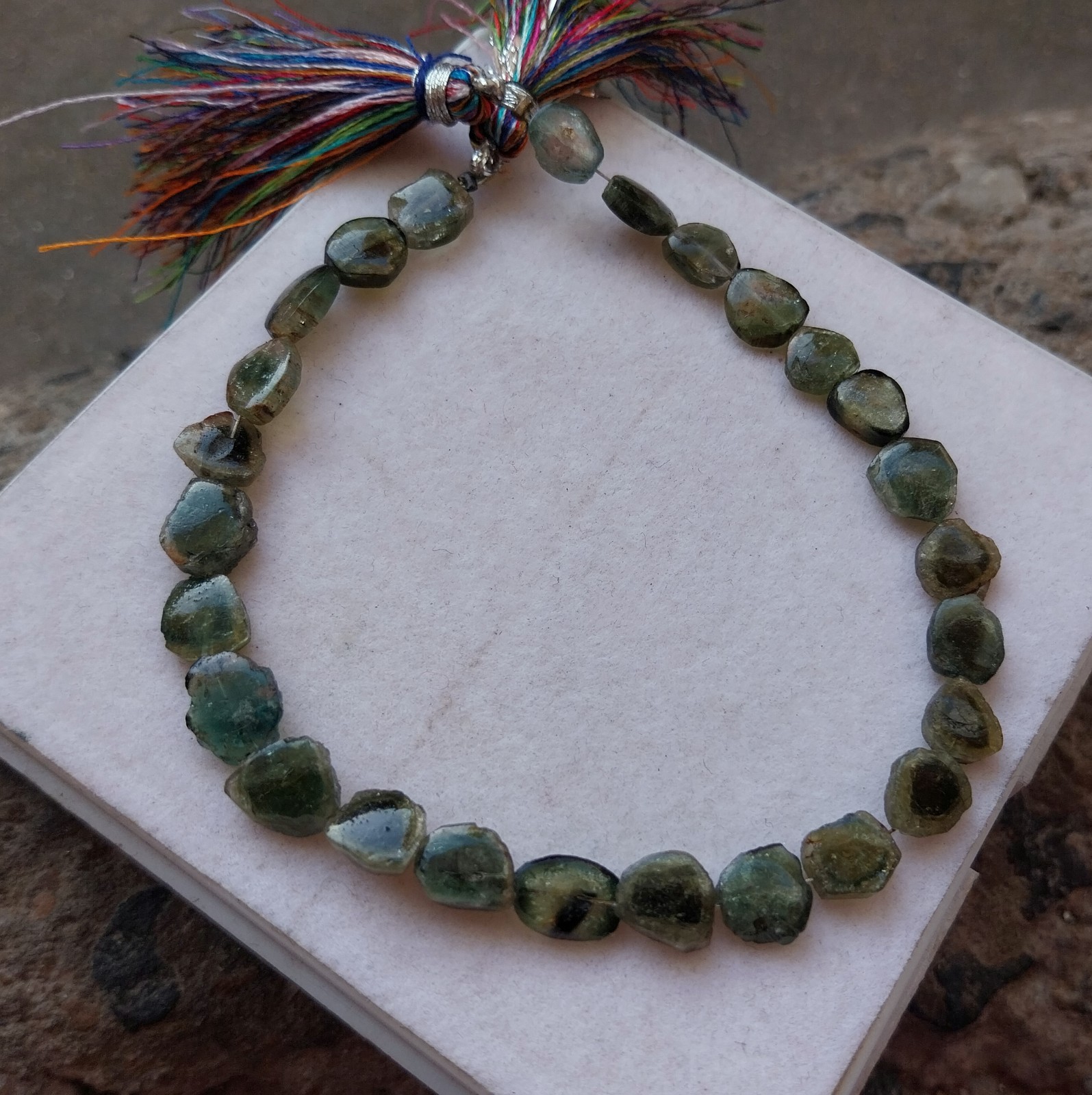 40 Ct 6.5×7 to 7×8.5MM Natural Bi Color Tourmaline Smooth Slice 8 inch Necklace
