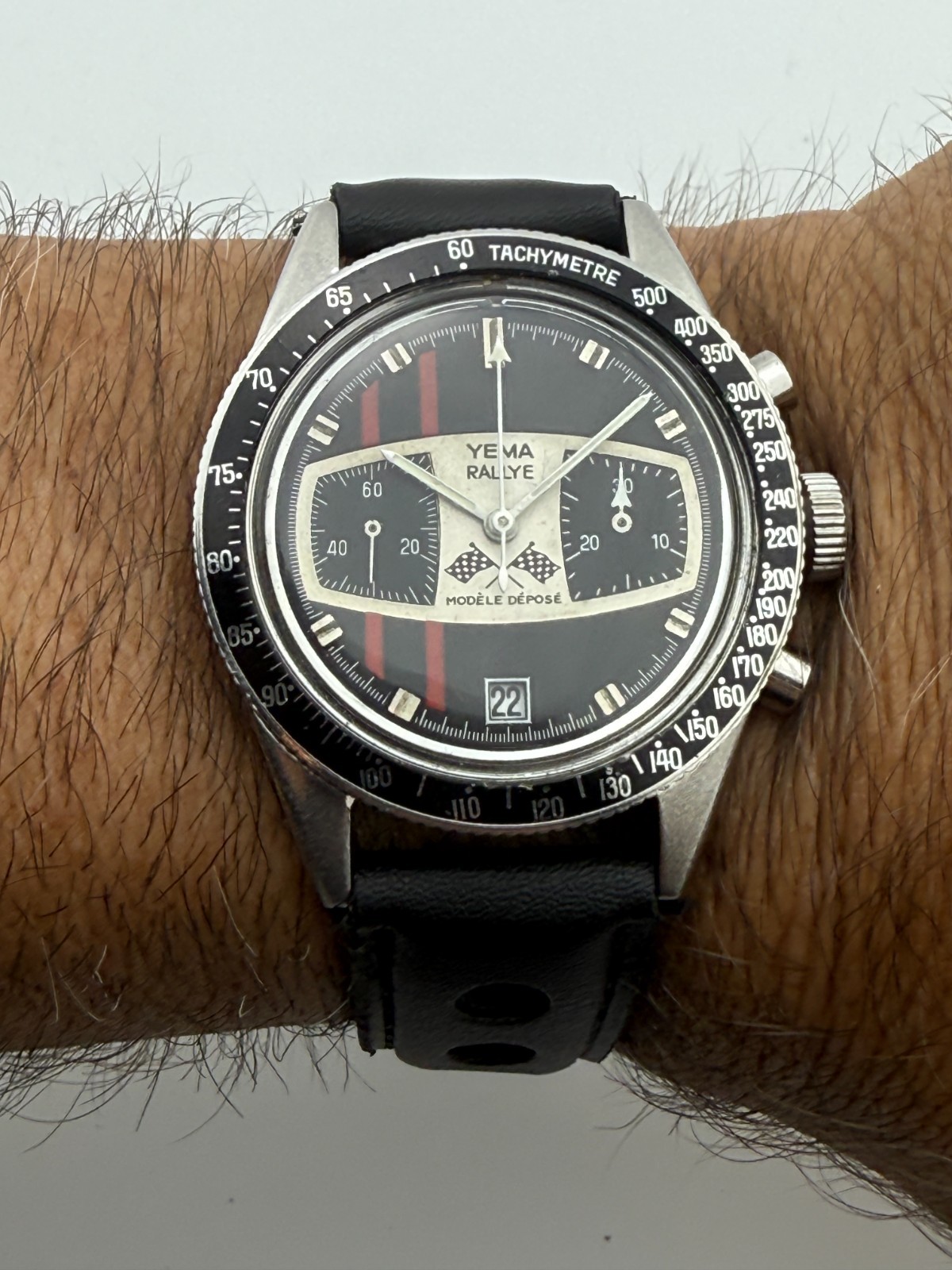 VINTAGE YEMA RALLYGRAF “MARIO ANDRETTI” MANUAL WIND CHRONOGRAPH VALJOUX 7733