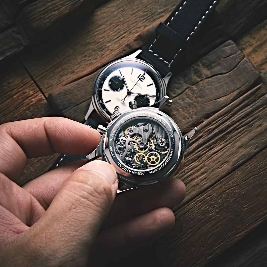 Seagull Sugess ST1901 Panda 38mm Champagne Chronograph Sapphire Display 1963