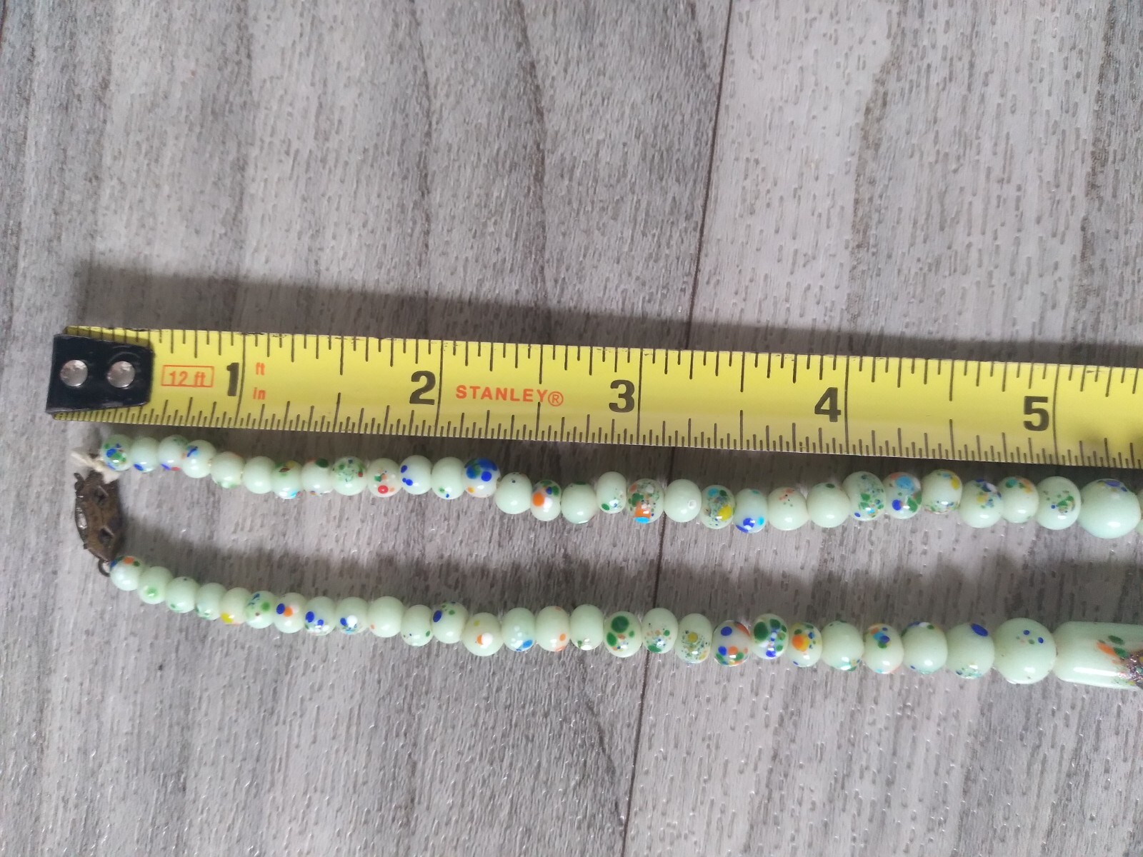 Jadeite Beaded Glass Necklace 15in Light Green Antique Art Deco Vintage