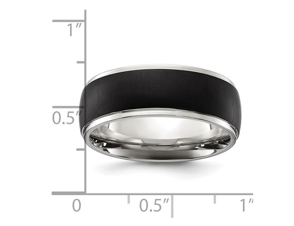 Mens Titanium Brushed Black Plated Band Ring (8mm)
