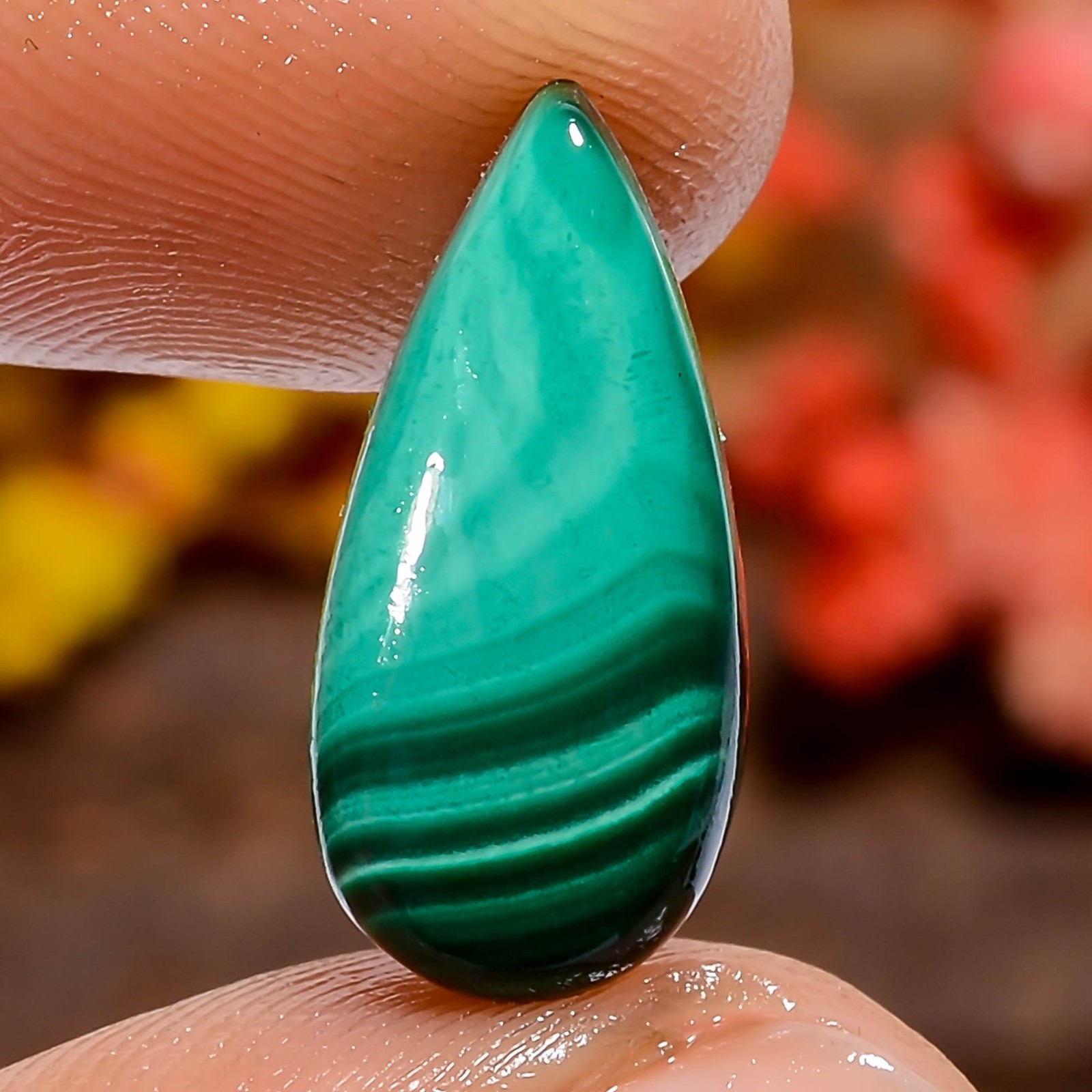 Natural Malachite Pear 8Ct Loose Polished 17X7X3mm Bracelet Loose Gemstone
