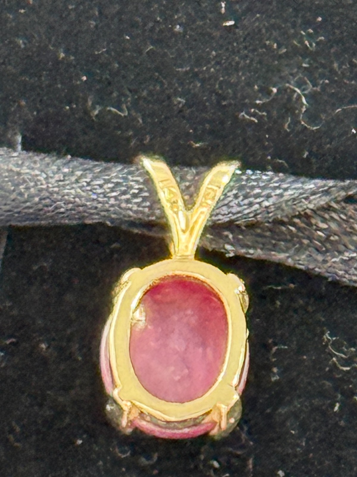 14K Yellow Gold Oval Ruby Cabochon Pendant Vintage Estate Fine Jewelry