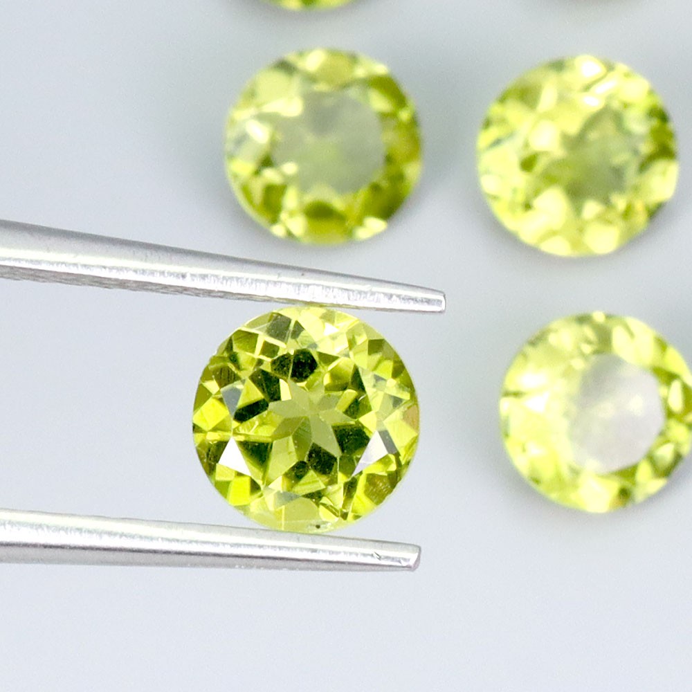 Round Cut Natural Unheated Top Rich Green Peridot 9pcs 9.03ct 6mm Lot Gemstone
