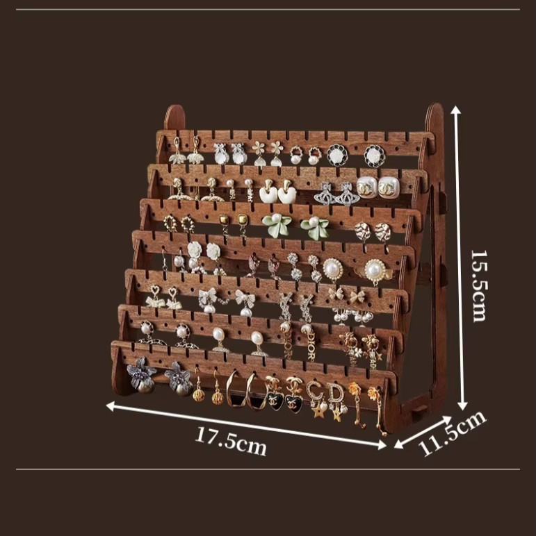 Wood Earring Display Stand Holder Stud Hook Jewellery Organizer Rack Display
