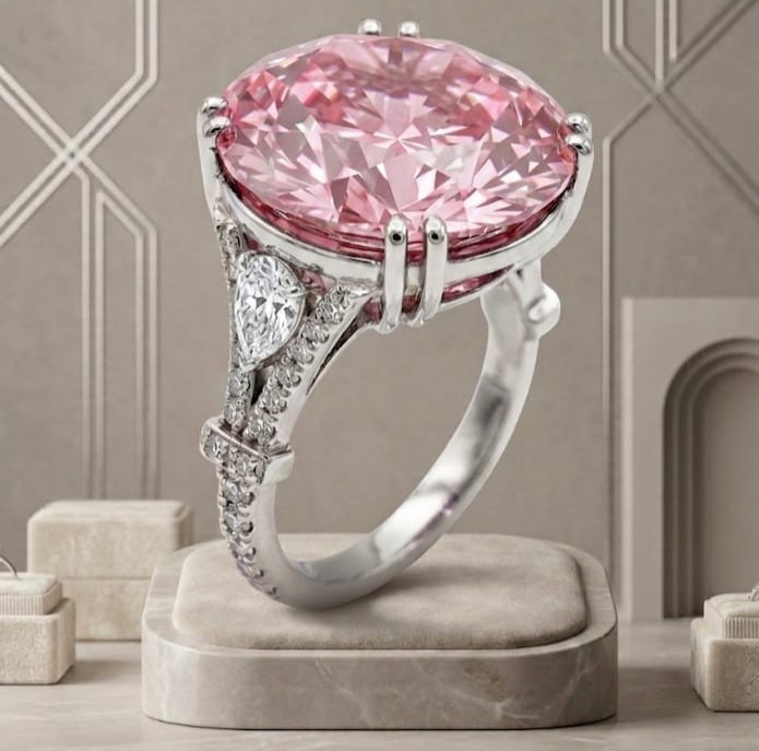 RARE 5.00 Ct Certified Round Cut Pink Natural Diamond Ring White Gold Finish