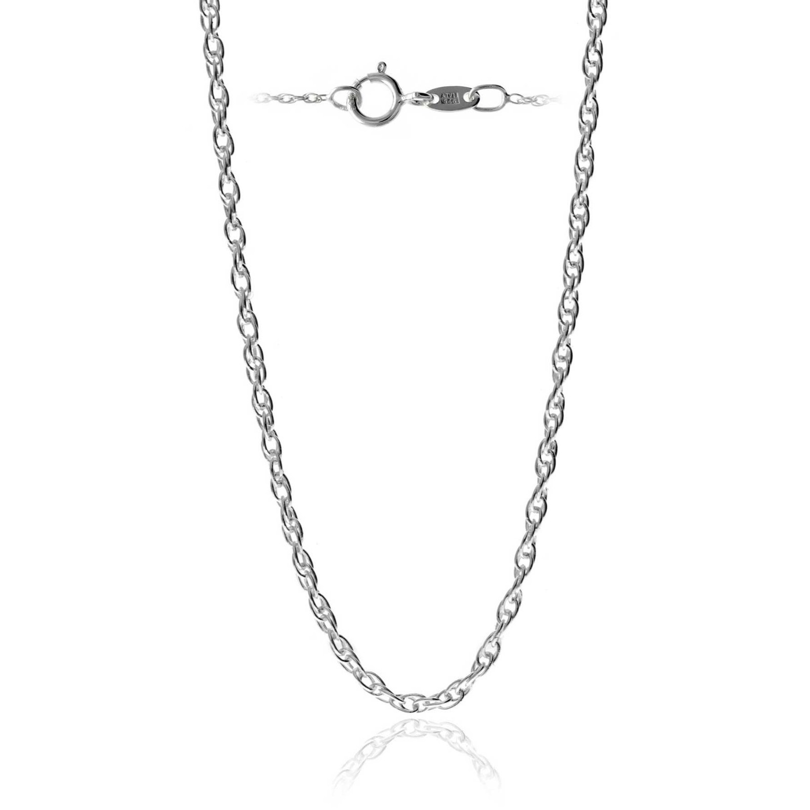 Made in Italy – 925 Sterling Silver 0.9 MM Price of Wales Twist Rope Chain