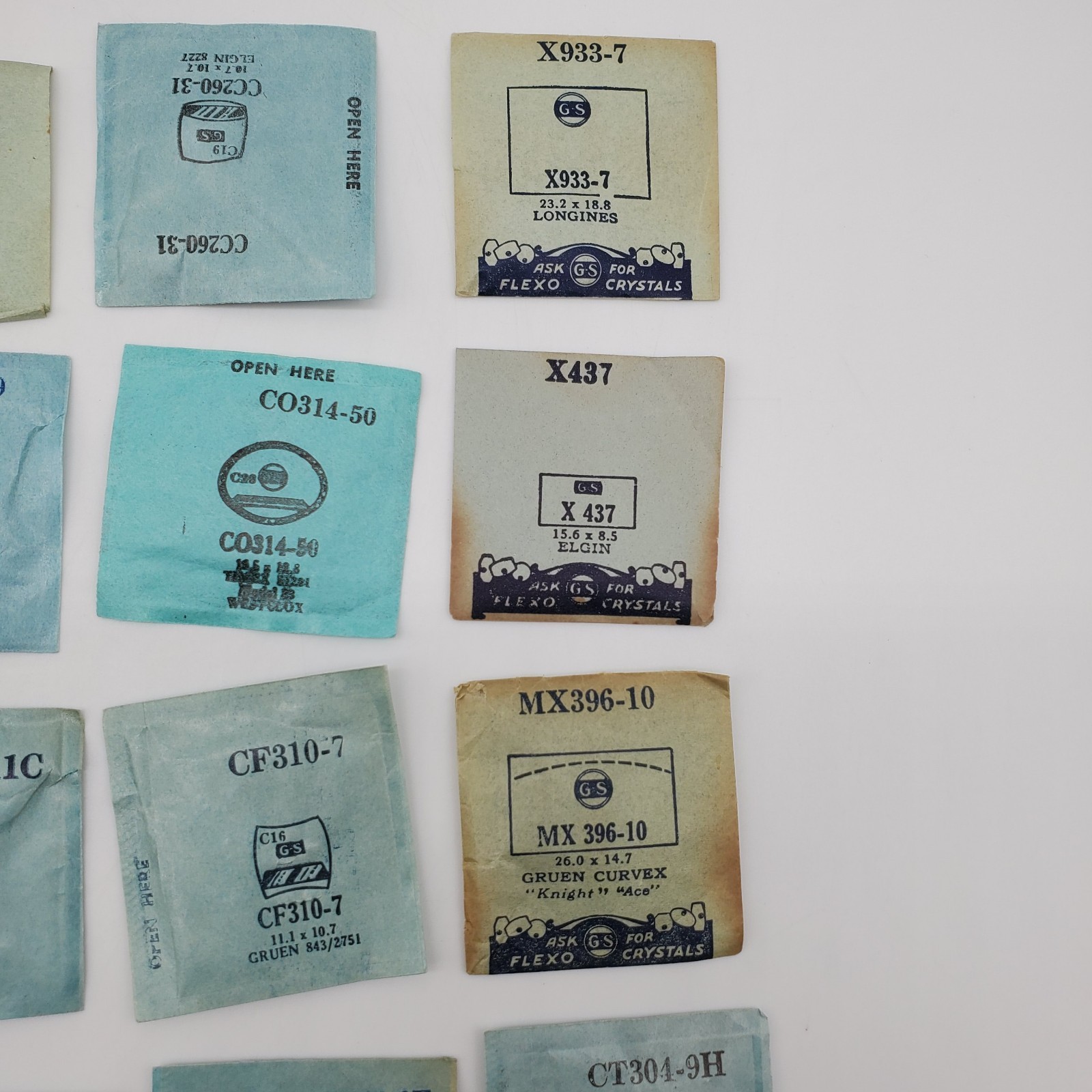 Lot of 50 G.S. Watch Crystals for Various Watch Maker NOS Various Sizes #23