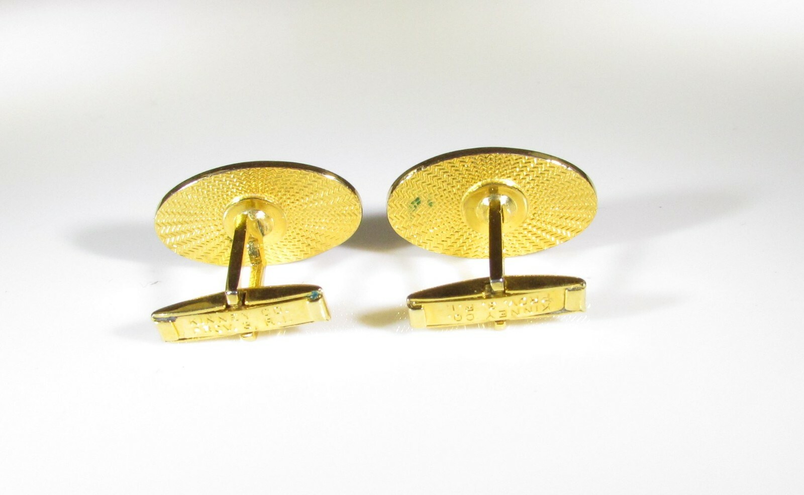 Vintage Kinney Co signed Oldsmobile Rocket Red Enamel Cufflinks Gold Tone MCM