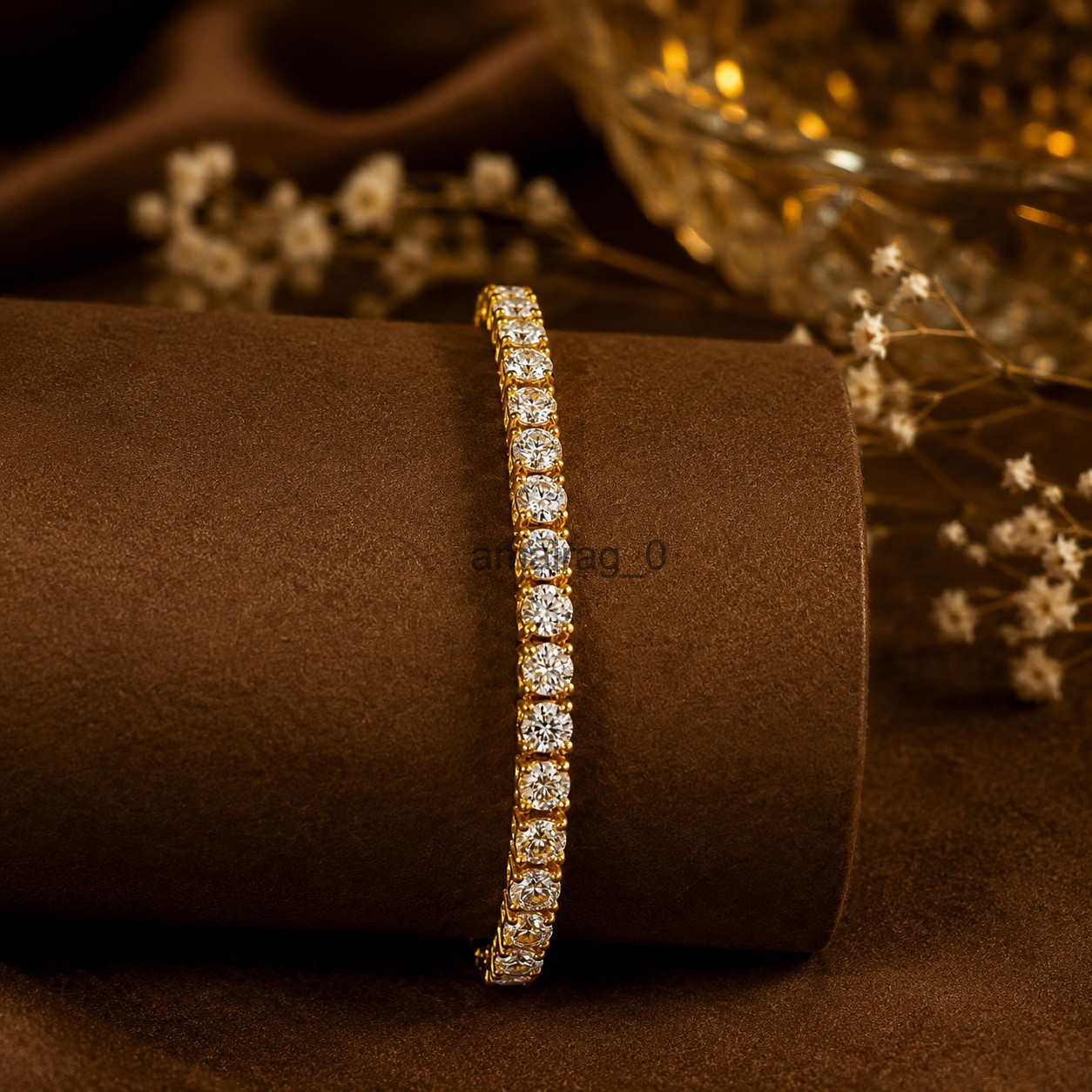 7.5″ HPHT White Diamond Unisex Tennis Bracelet VVS1 Yellow Gold Finish Certified