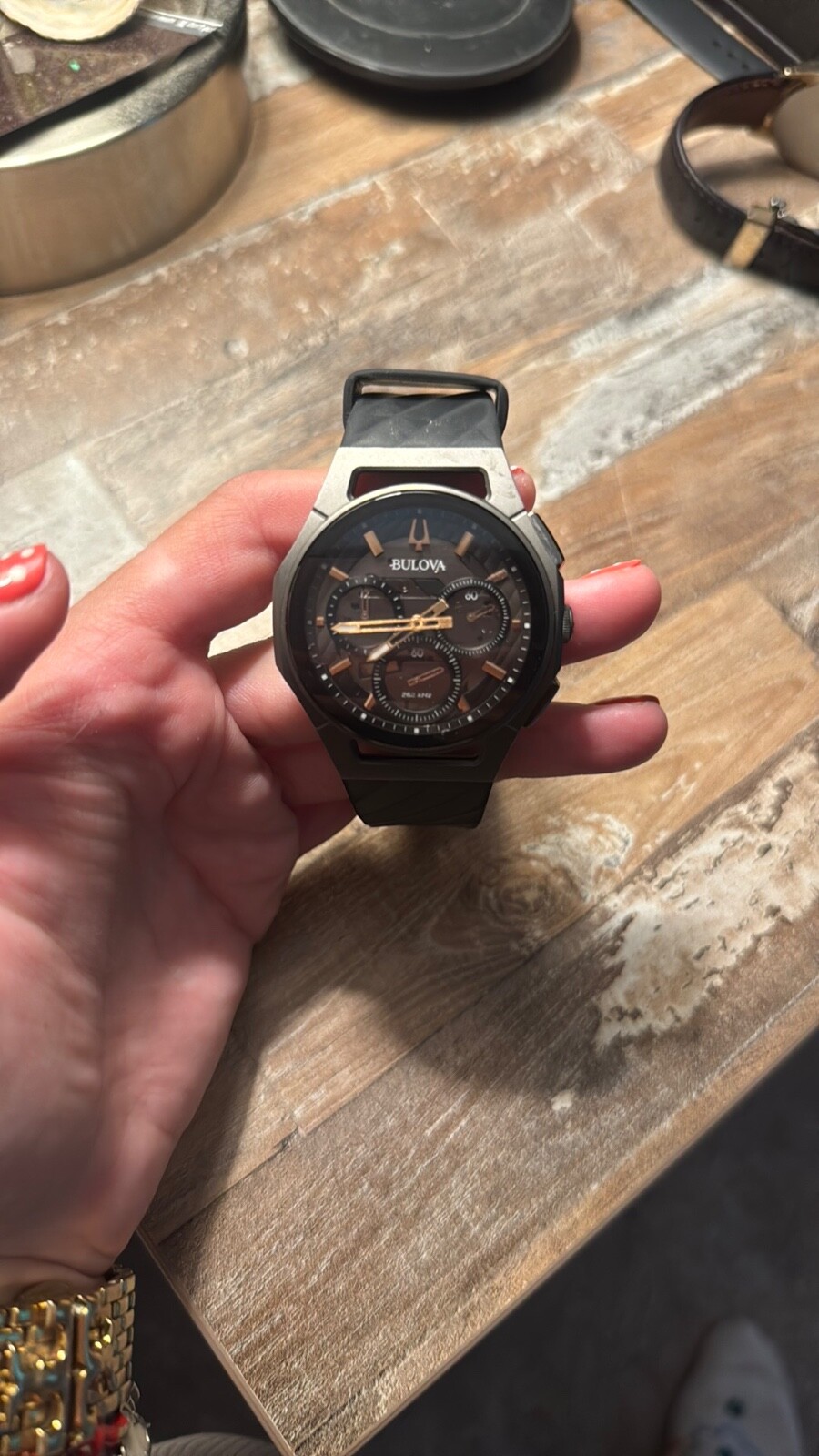 Bulova Curv Gray Men’s Watch, new battery