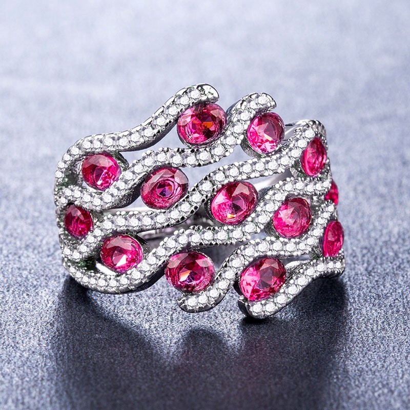 4.0CT Round Cut Lab-Created Ruby Diamond Engagement Ring 14K White Gold Plated