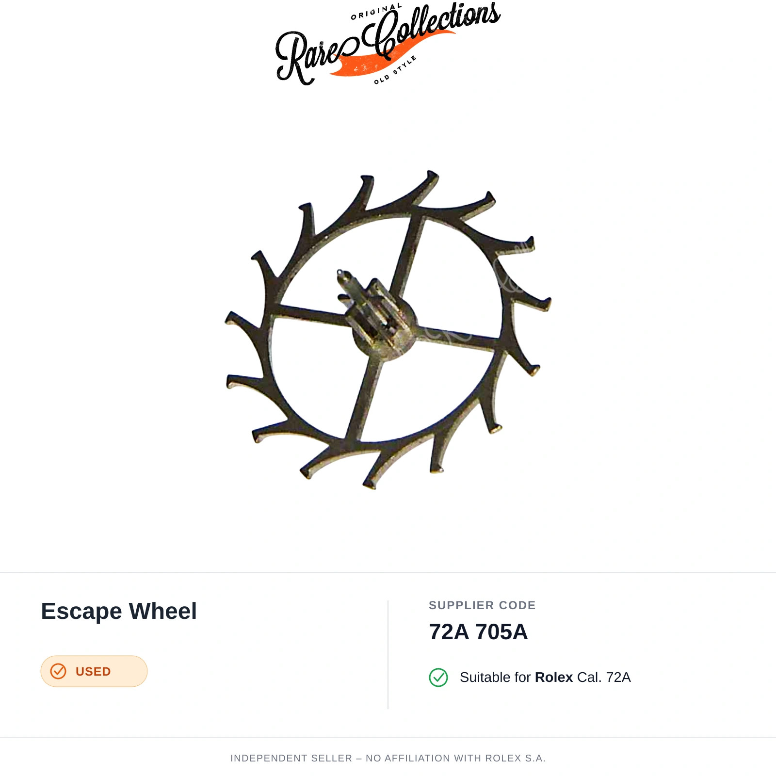 Used exhaust wheel for Rolex (code 72A 705A) escape wheel