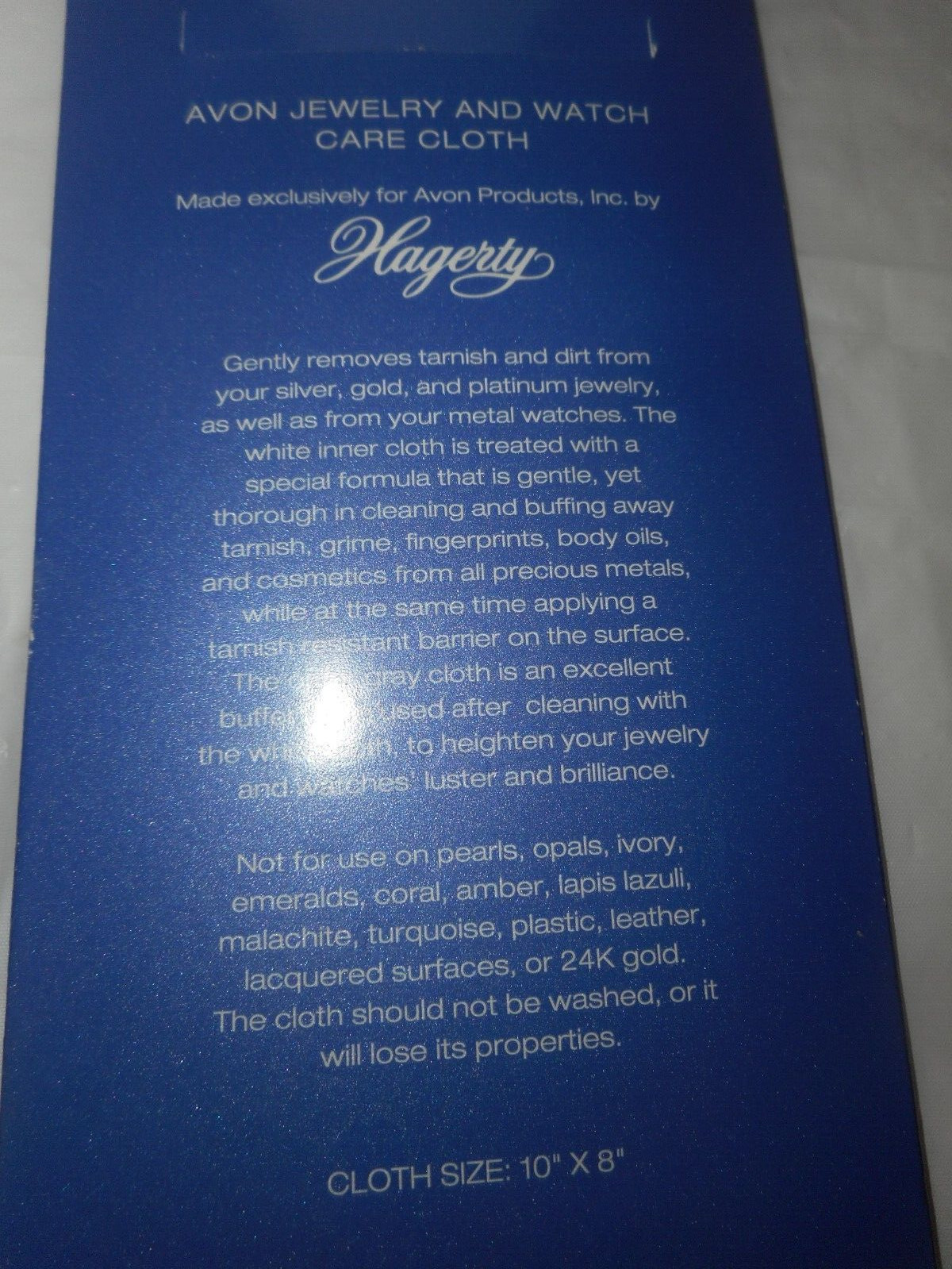 Avon Exclusive Hagerty Jewelry & Watch Care Cloth Binded Original Box 10×8