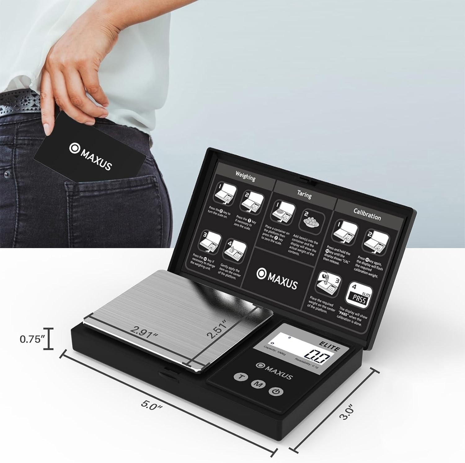 Mini Digital Food & Jewelry Scale 1000g with Accurate Readout & Tare Function