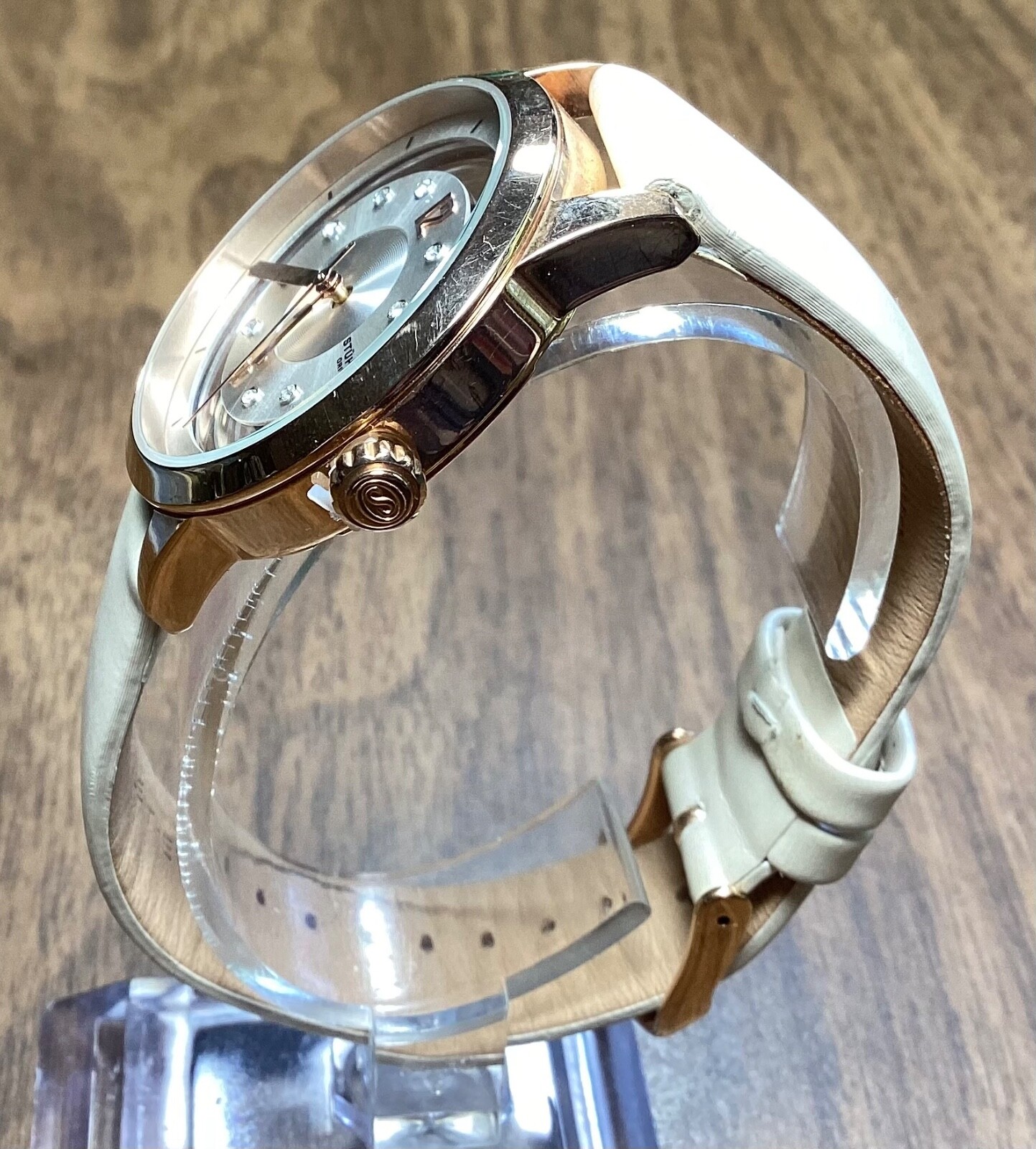 Stuhrling Women’s Watch Winchester Rose Gold Transparent Dial 946L New Battery