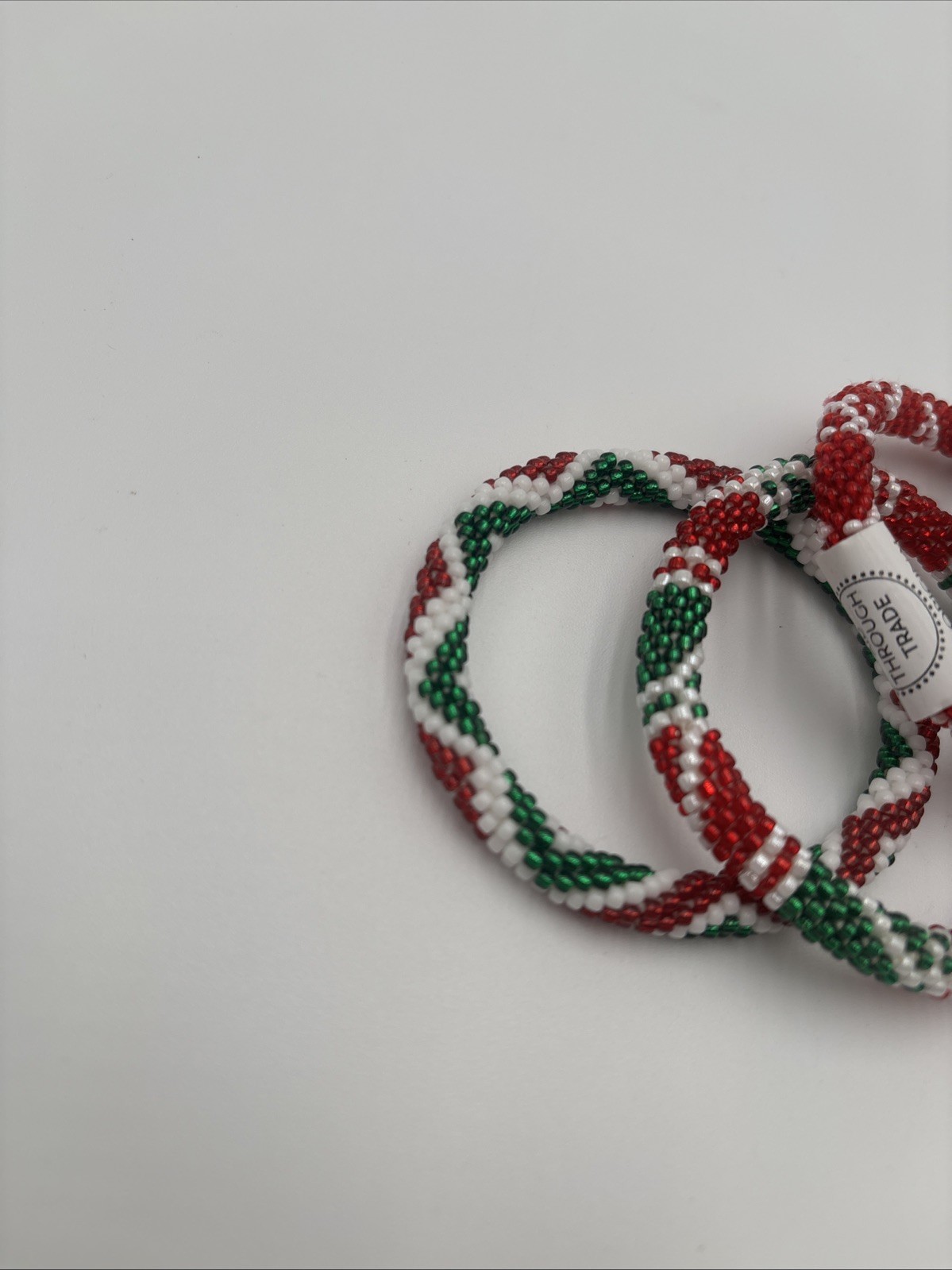 Christmas Themed Roll On Glass Bead Bracelet Jewelry Set Matching Aid Trade