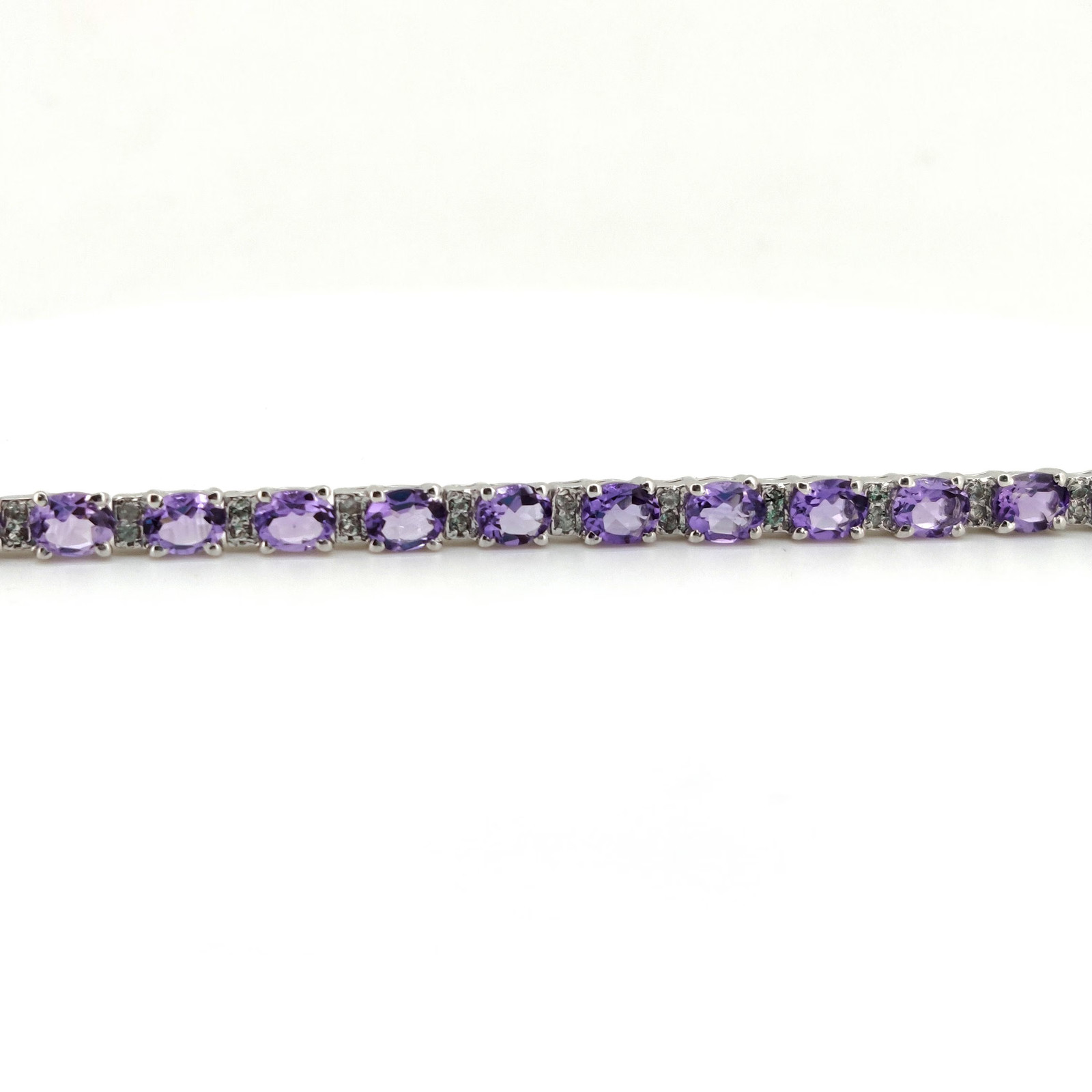 Natural Amethyst Tennis Bracelet-Sterling Silver-Oval stone-February Birthstone
