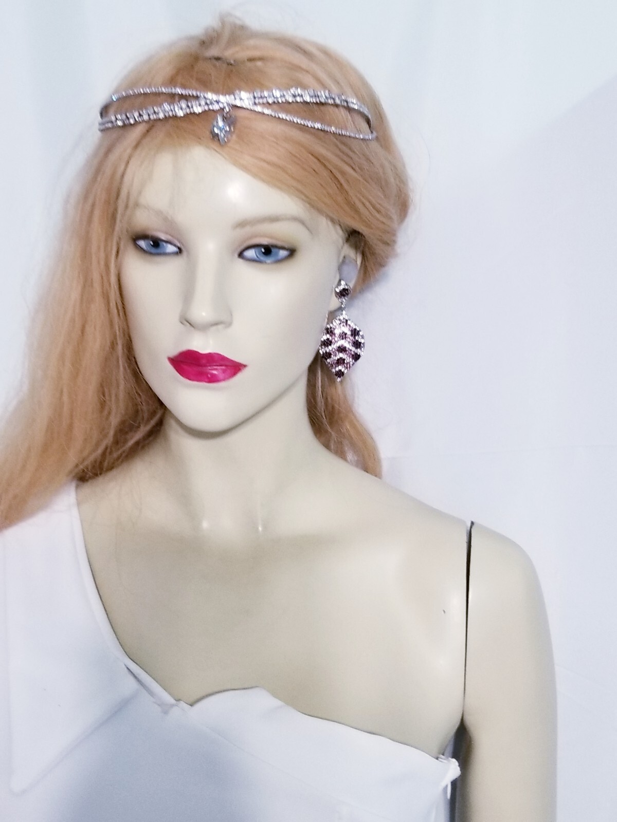 Chandelier Rhinestone Crystal Pageant Bridal Earrings Purple Drop Dangle 2.8 In