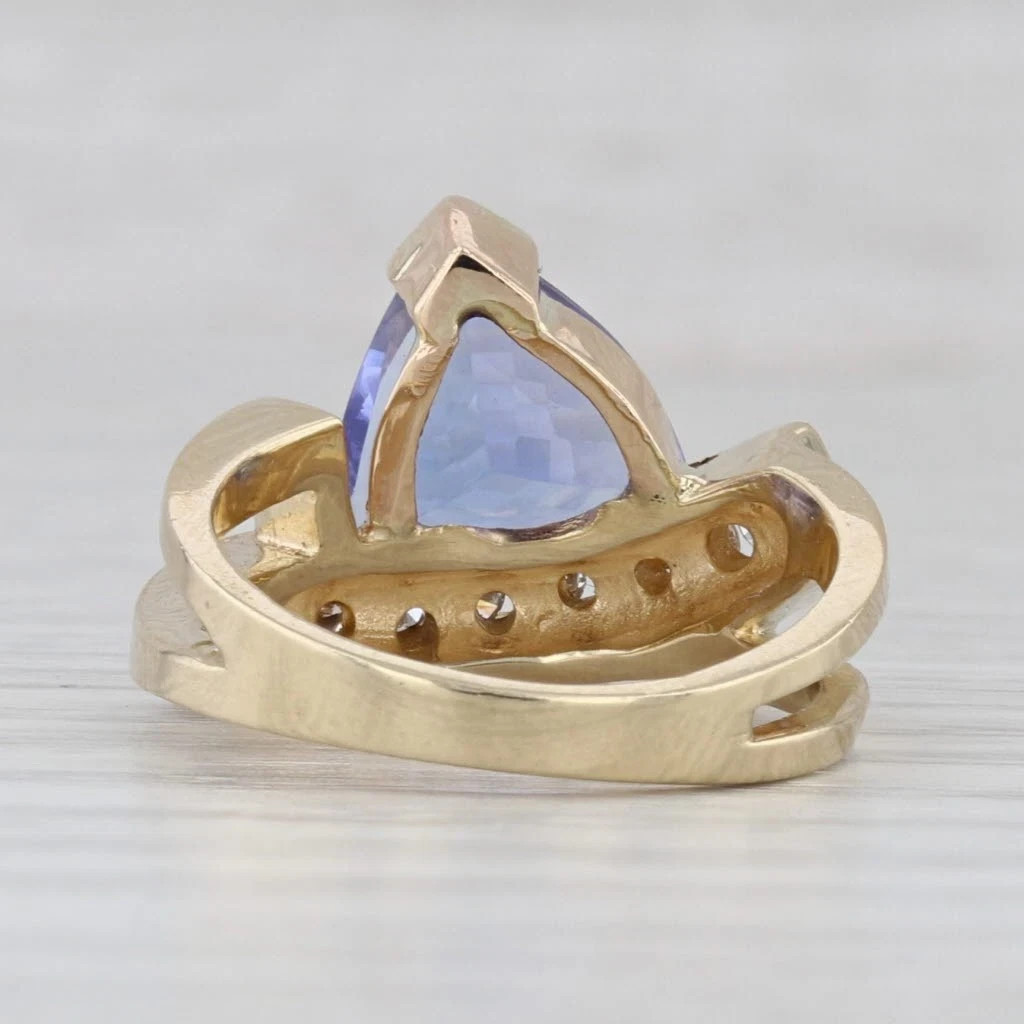 2.91ctw Tanzanite Diamond Ring 14k Yellow Gold Size 7 Abstract Bypass