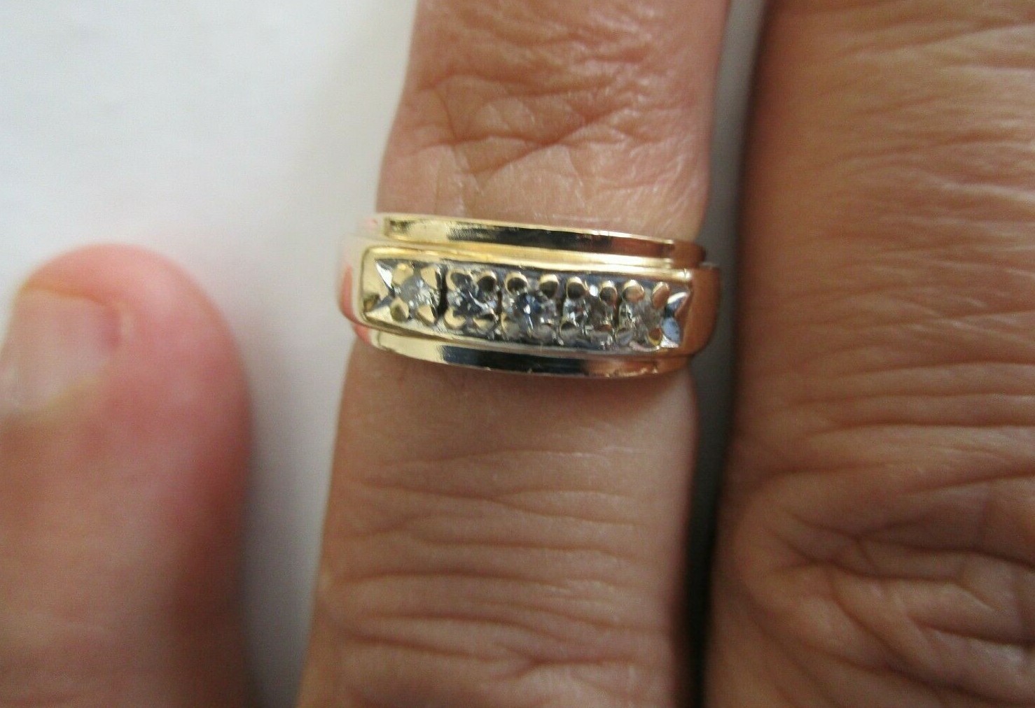 14K Gold Diamond Wedding Band Diamond=1/4 Carat F-VS2 4.40 Grams Size 5