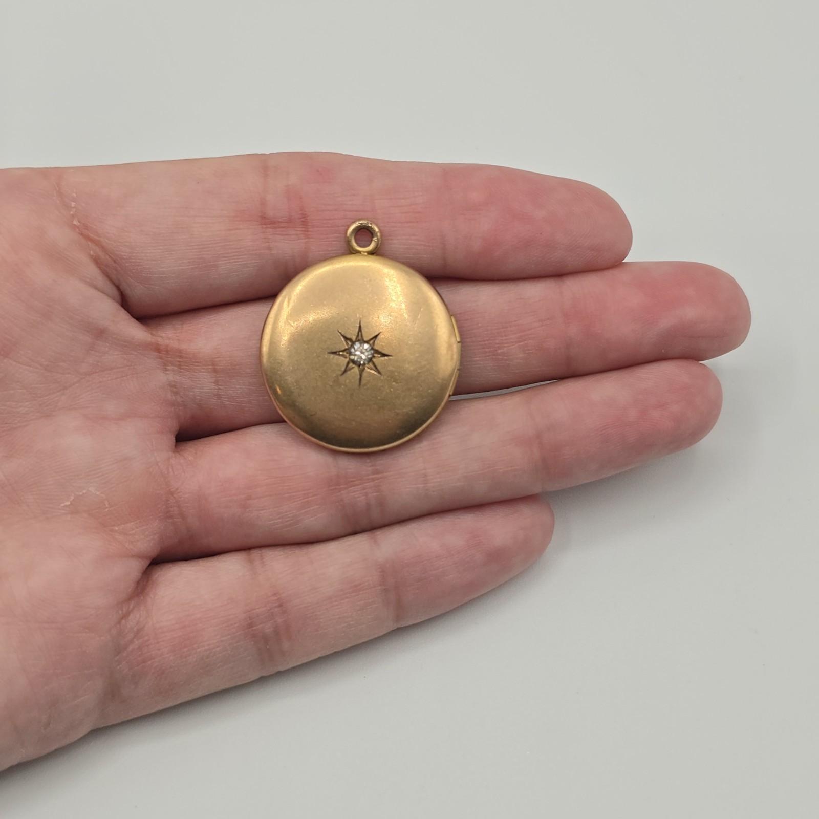 Antique Gold Filled Locket Foster & Bailey Starburst Photo Pendant F&B PAT 1″