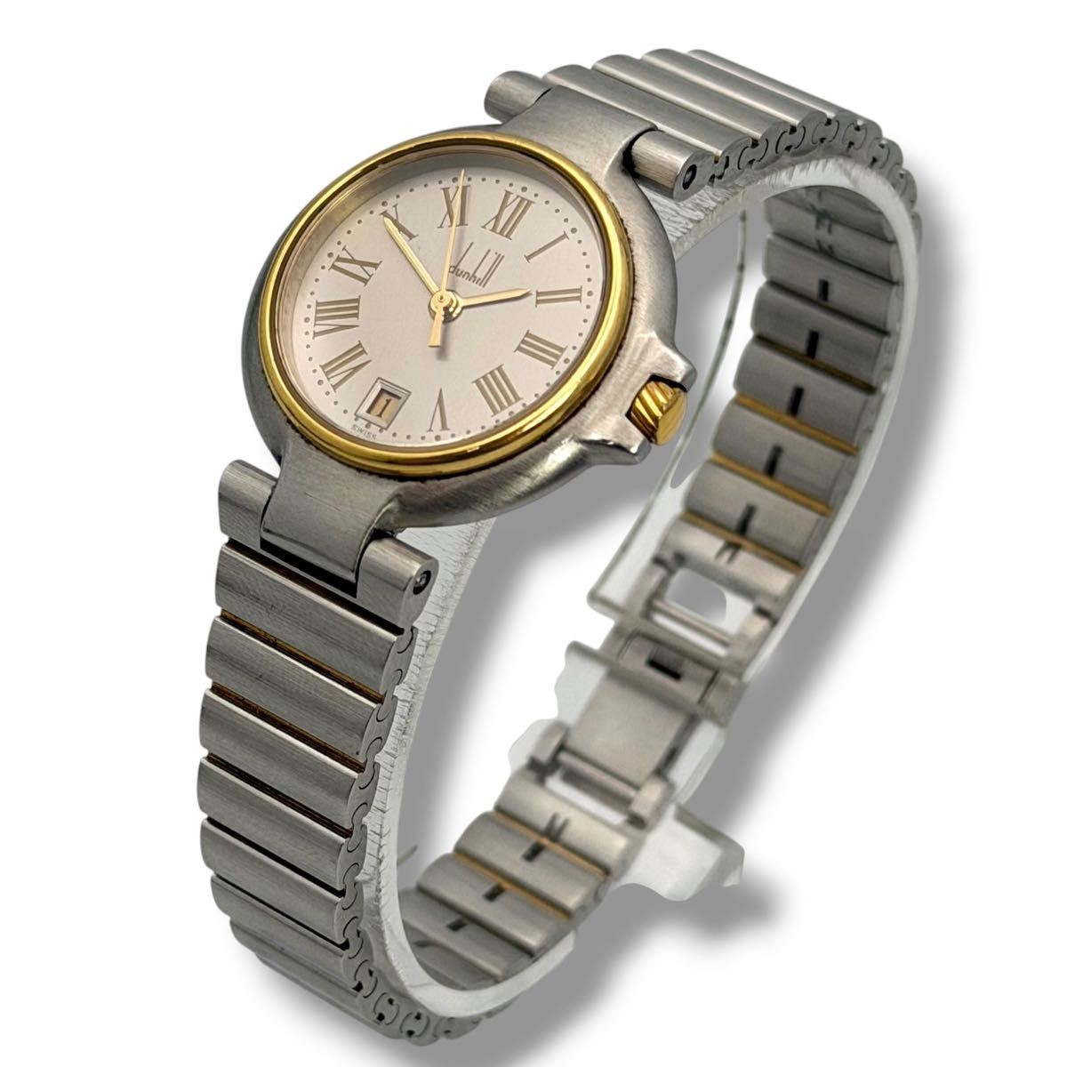 Working dunhill ladies wristwatch quartz combo gold silver