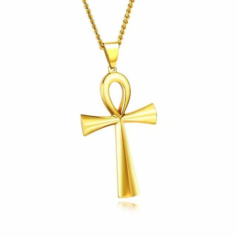 Stainless Steel Ankh Crucifix Pendant Egyptian Symbol of Life Necklace Jewelry