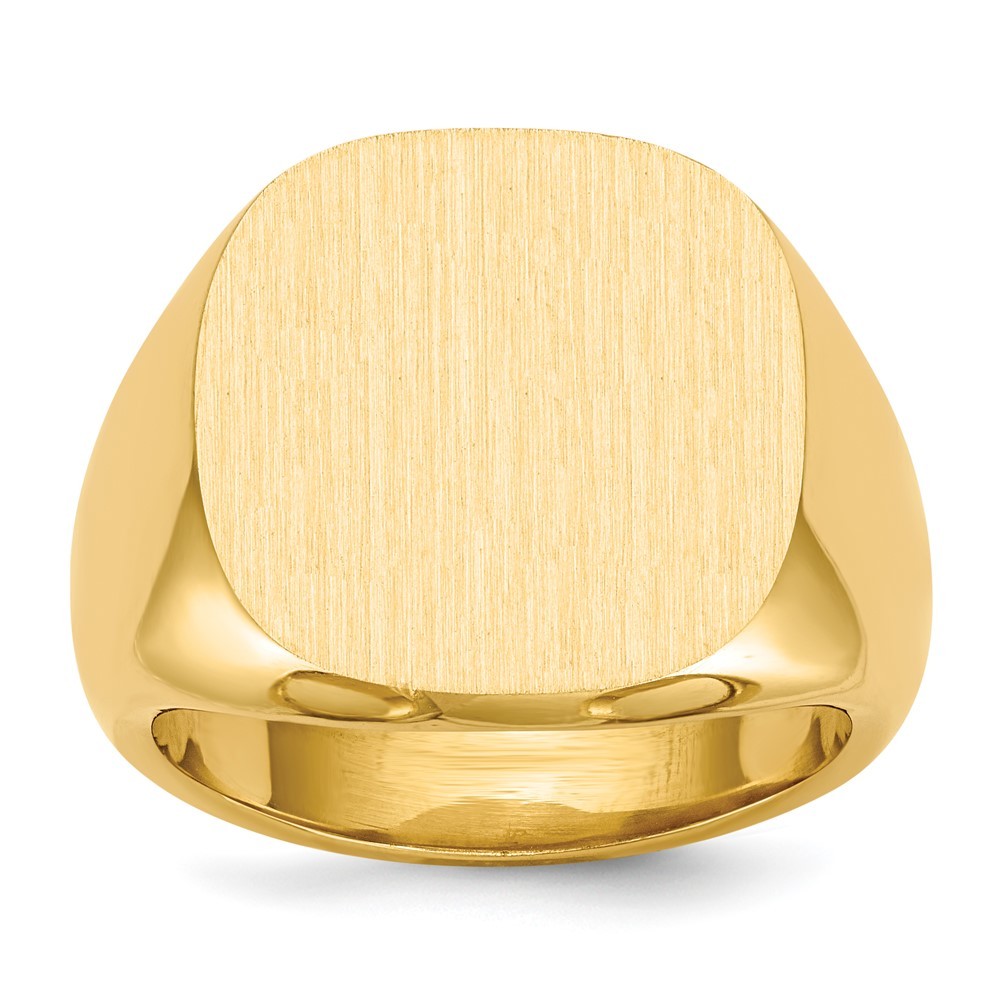 14k Yellow Gold 17.0×17.0mm Closed Back Mens Signet Ring Sz 10