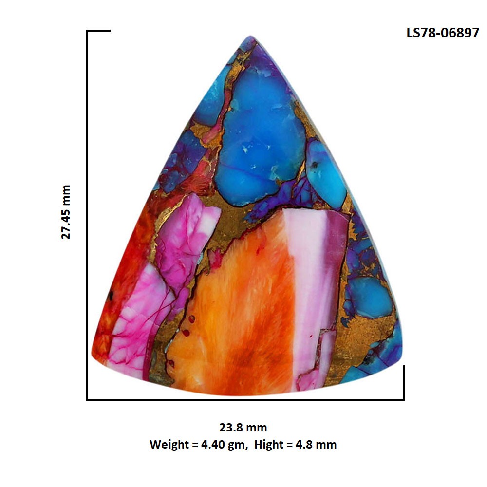 Kingman Orange Dahlia Turquoise 23.8×27.45×4.8 mm Fancy Gemstone LS78-06897