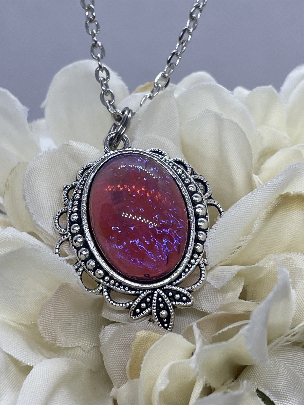 Mexican Fire Opal Dainty Necklace Pendant Anniversary Birthday Gift Mom Daughter