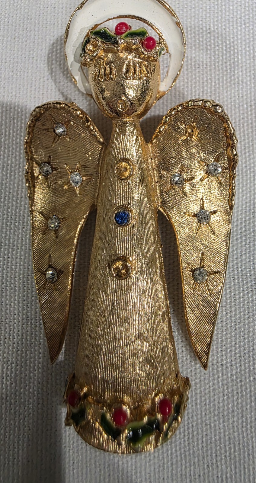 Vintage Angel Rhinestone signed ART Brooch Pin Gold Tone Stunning