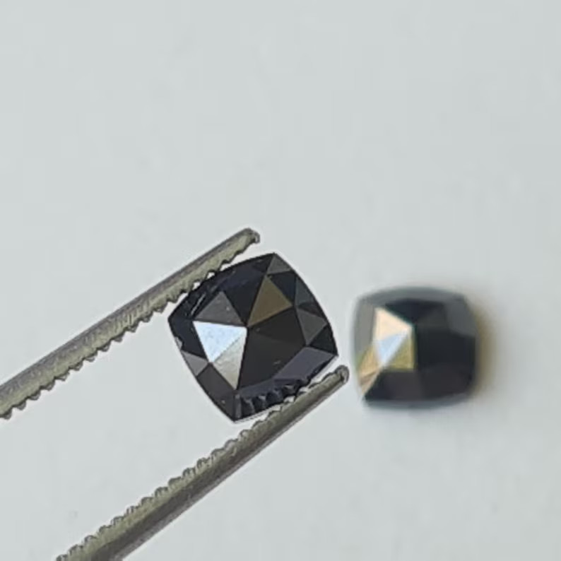5mm Black Diamond Pair, Natural Black Square Shaped Rose Cut