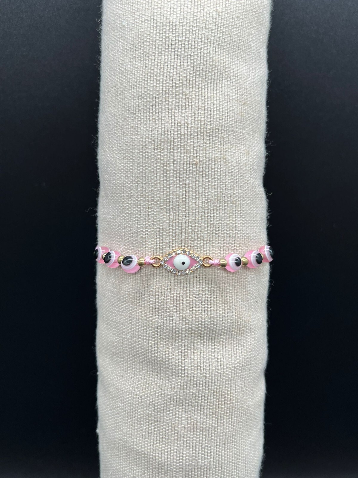 Evil Eye Many Colors Bead Gold Tone Adjustable Bracelet